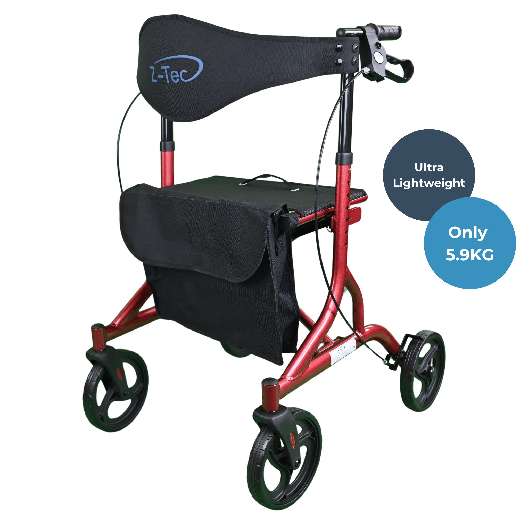 Falcon XL Lightweight Rollator in Fire Red